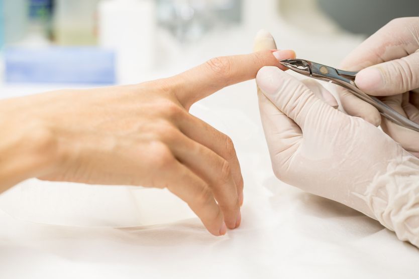 Manicure process in a beauty salon